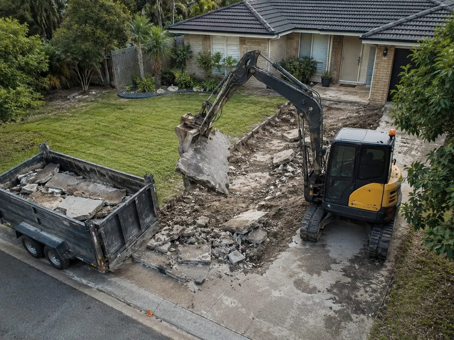 Auckland concrete removal crew loading broken material
