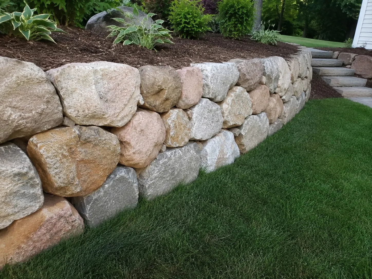 Retaining wall on volcanic ground below Owairaka in Mount Albert, Auckland