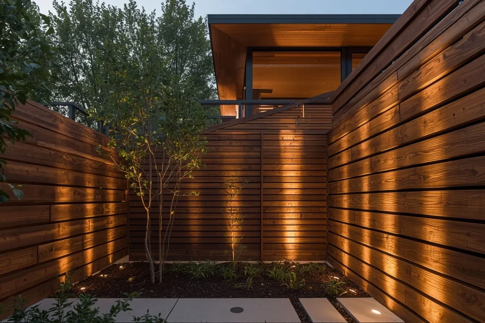 Warm timber retaining wall landscaping detail